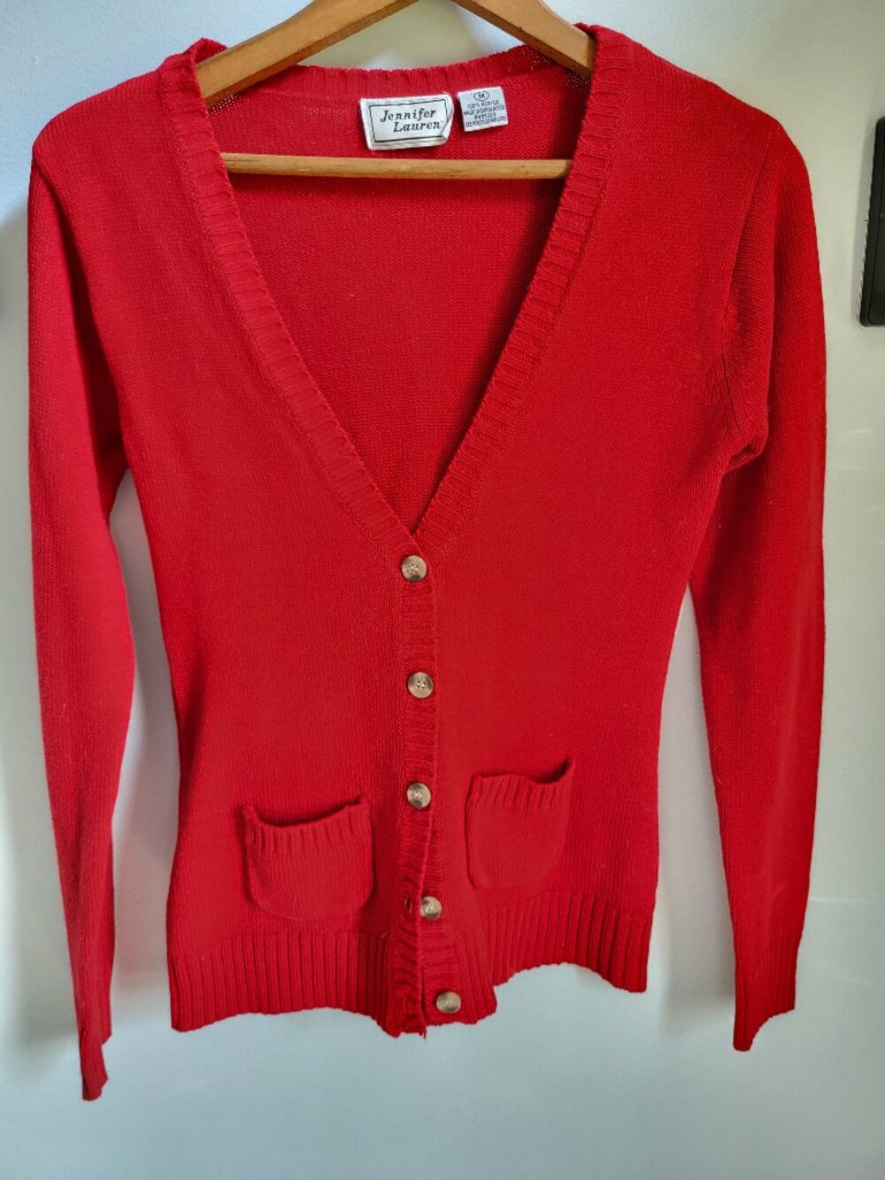 Vintage Red Cardigan – Women’s Size Small